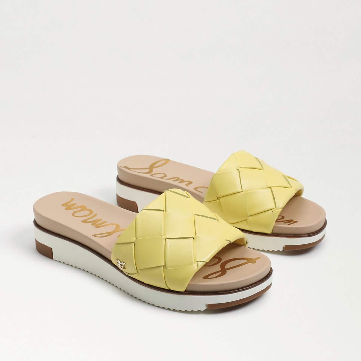 Sam Edelman Adaley Woven Slide Sandal Butter Yellow Leather LkaM