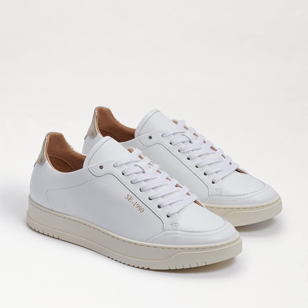 Sam Edelman Ellis Lace Up Sneaker White/Gold Leather SKVnt1DE