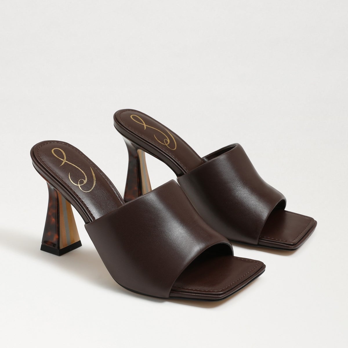 Sam Edelman Carmen Mule Heel Sandal Dark Chocolate Leather YOV7y