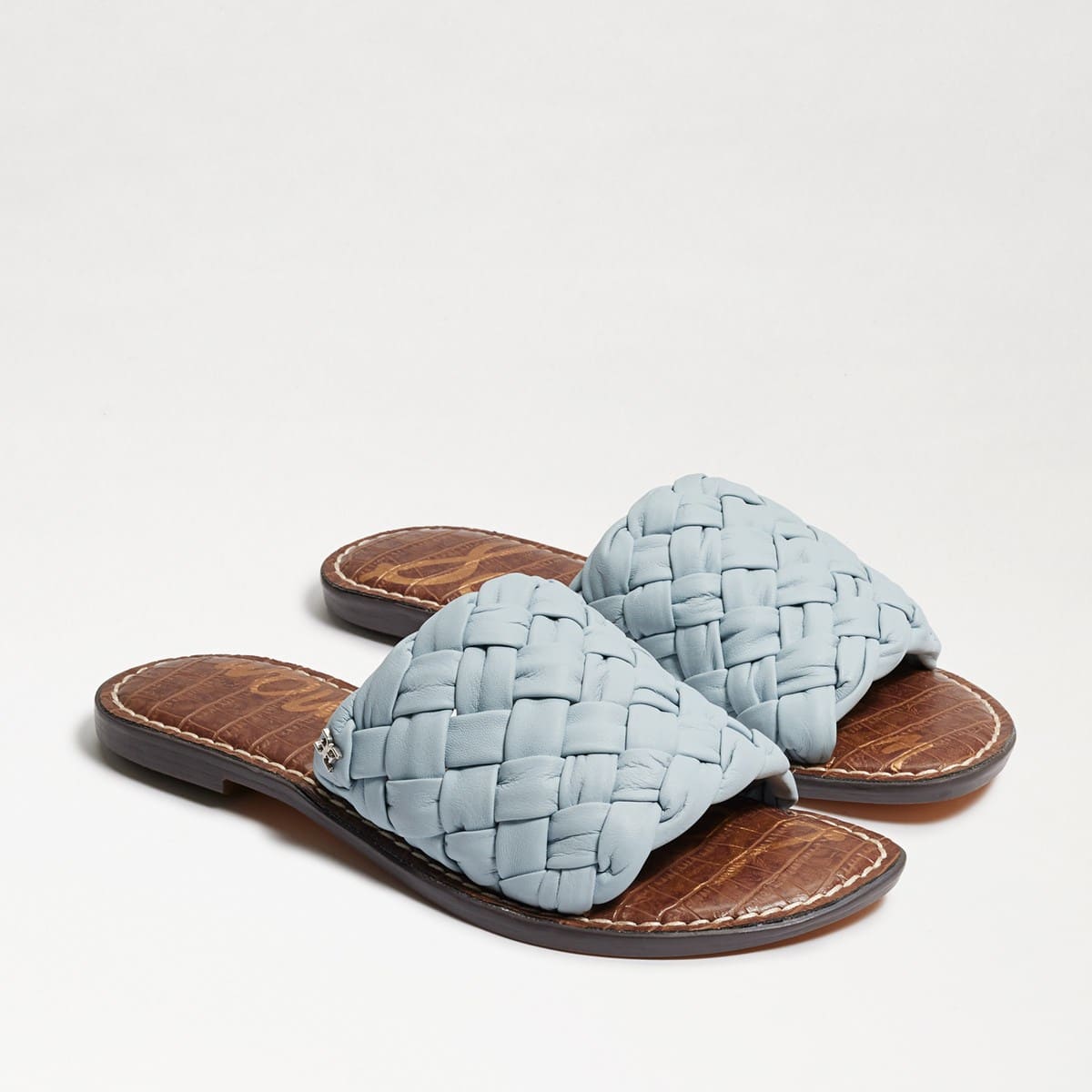 Sam Edelman Griffin Woven Slide Sandal Riviera Blue Leather ws8G