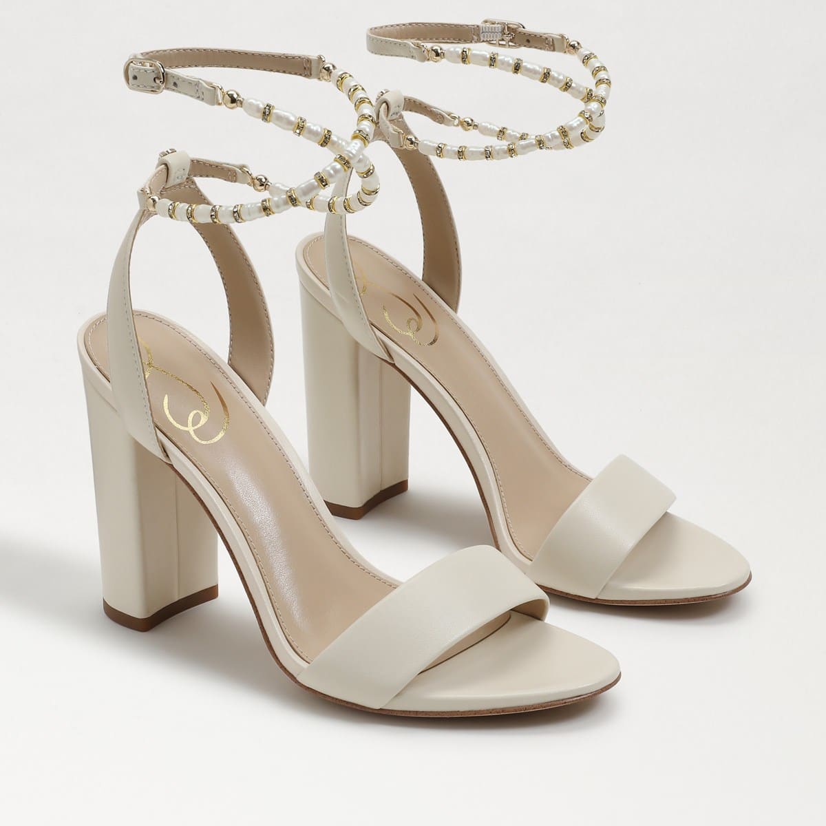 Sam Edelman Yanelli Block Heel Sandal Modern Ivory Leather B5rDn