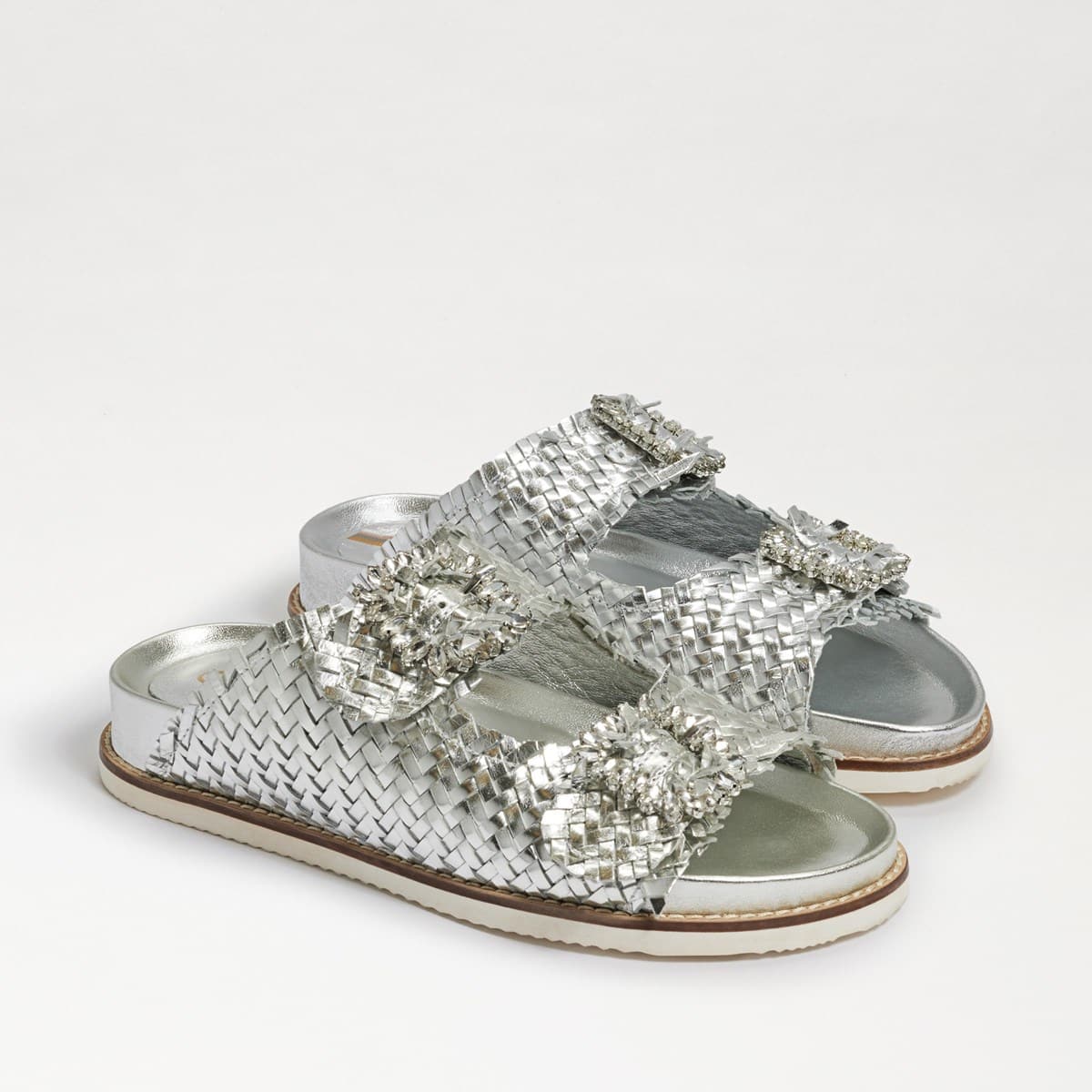 Sam Edelman Oaklyn Embezzled Slide Sandal Silver CAPfyX56