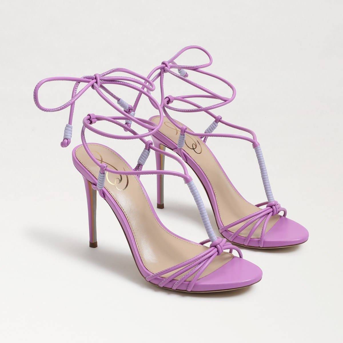 Sam Edelman Safiya Lace Up Stiletto Heel Violet/Lilac Leather V5