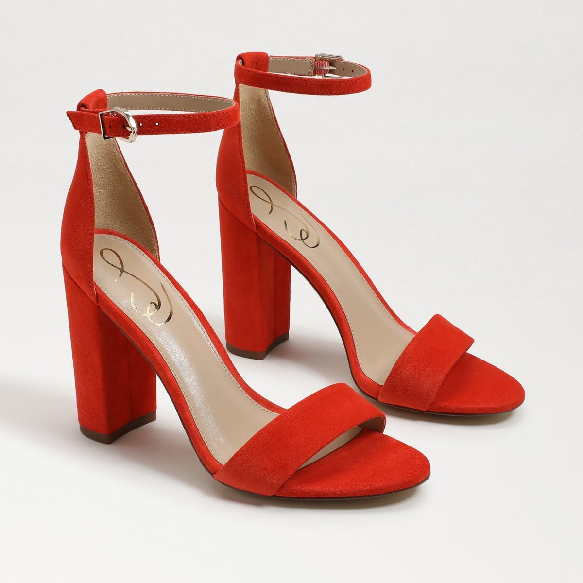 Sam Edelman Yaro Block Heel Sandal Bright Poppy Suede gwGJB8sn